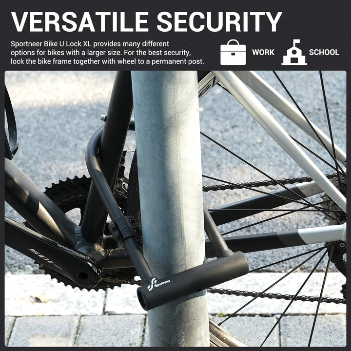 Sportneer Fahrradschloss 18mm Hochbelastbar Bügelschloss mit 180CM Hochsicherheits-Stahlkabel&Stabil