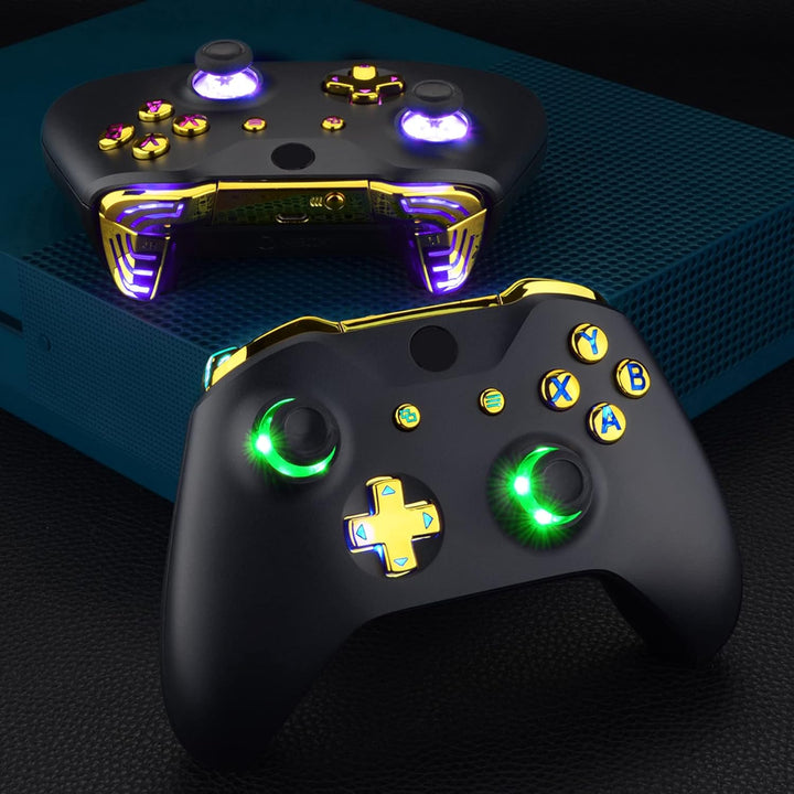 eXtremeRate DTF2.0 LED Kit für Xbox One S/X Controller, LED Leucht Kabel & Ersatz Symbol Knöpfe Set,