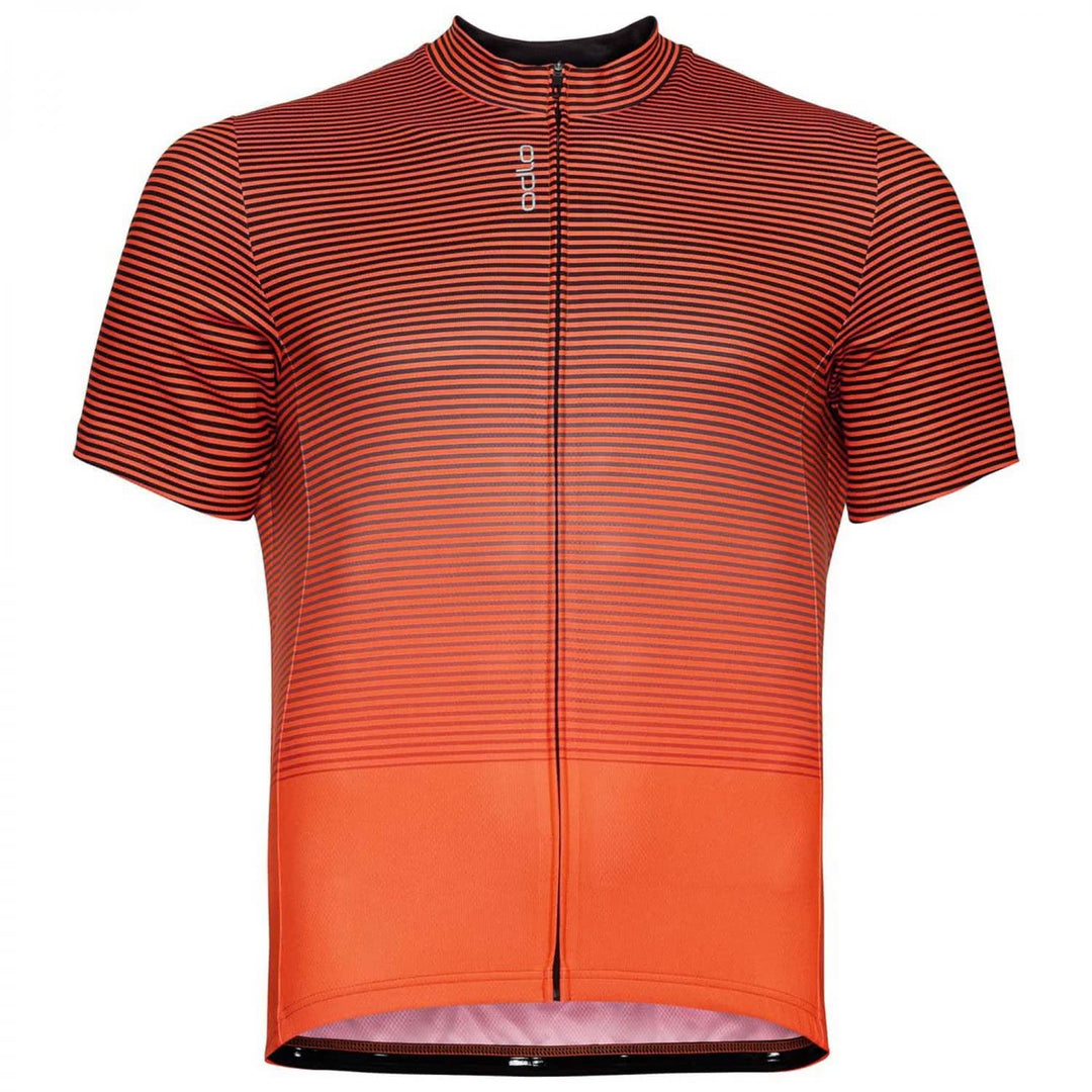 Odlo Herren Essential Print_411952 Radtrikot (1er Pack) M Black - Exuberant Orange, M Black - Exuber