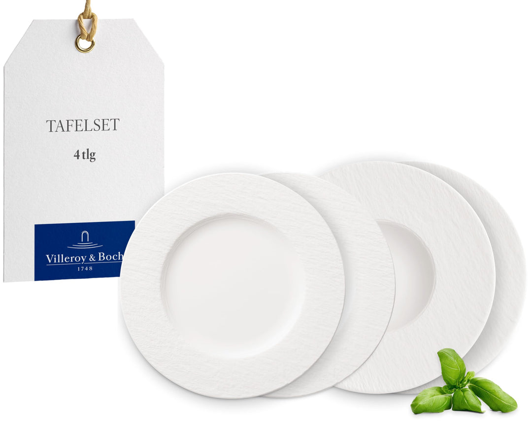 Villeroy &amp; Boch - Manufacture Rock blanc Teller-Set, 4 tlg., Geschirr Set für 2 Personen, Premium P