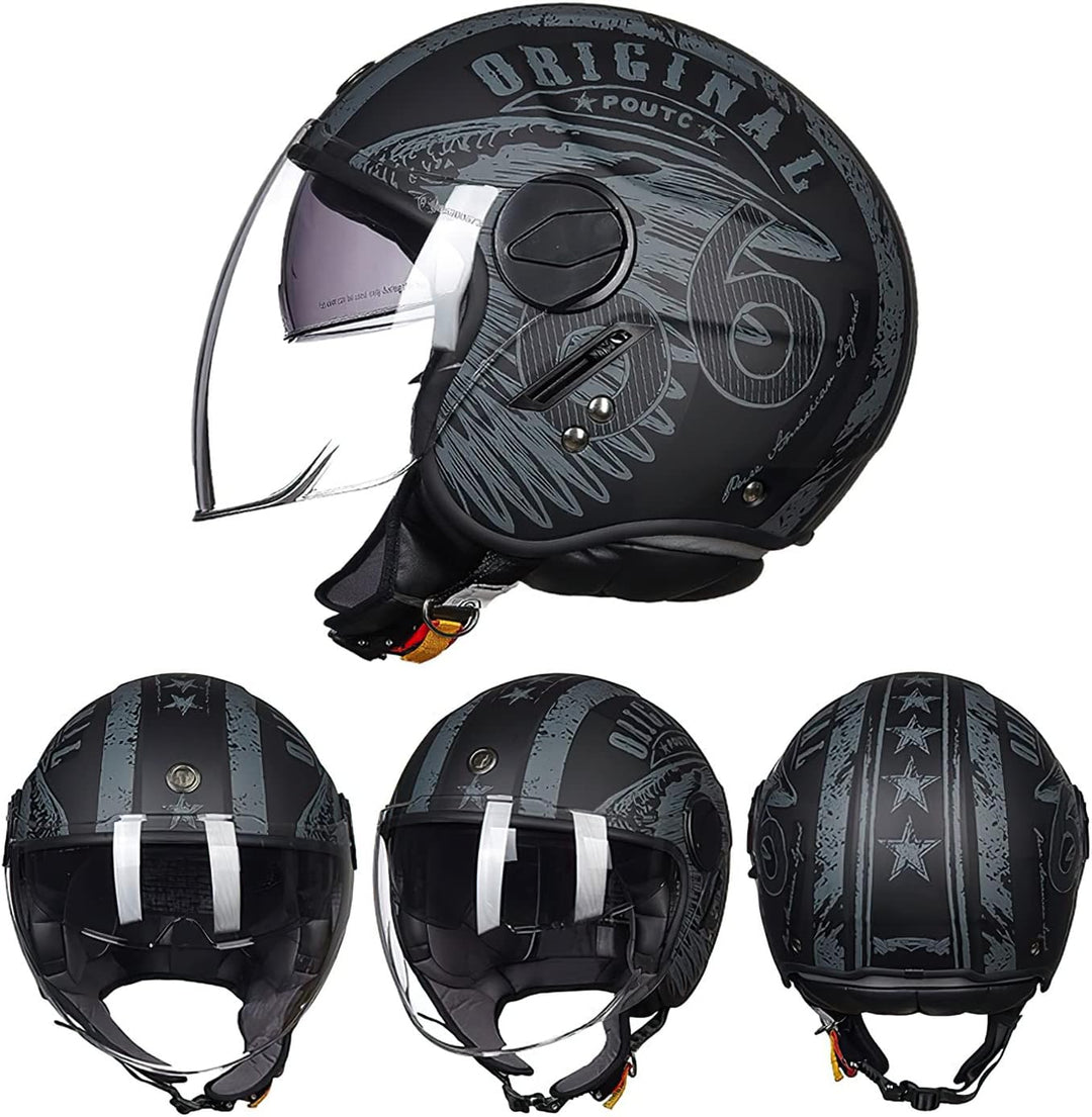 LIONCIANO Motorradhelm, ECE 22.06-zertifizierter halboffener Helm, offener Helm, Moto und Roller, Da