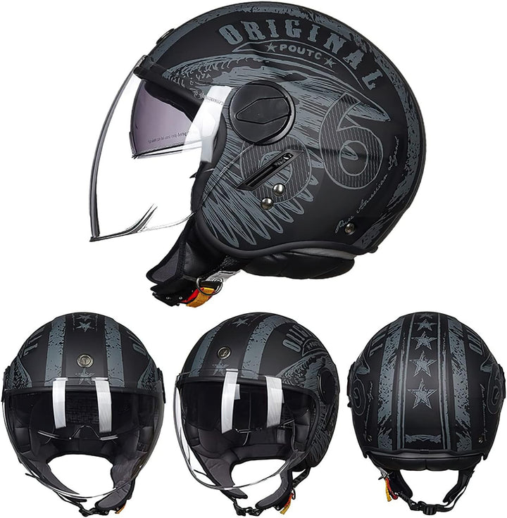 LIONCIANO Motorradhelm, ECE 22.06-zertifizierter halboffener Helm, offener Helm, Moto und Roller, Da
