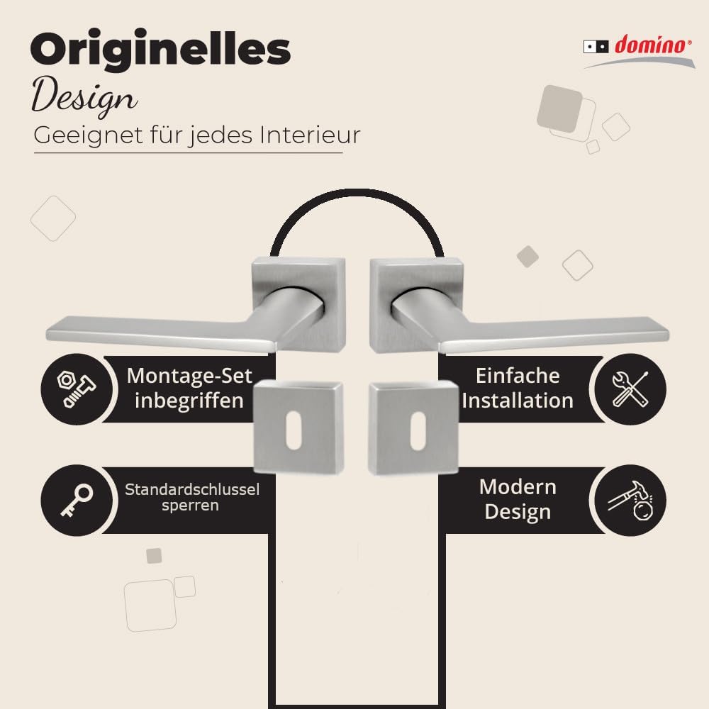 domino Türgriff DIANA-QR M6 BB-Buntbart Drückergarnitur für Zimmertüren Türdrücker-Set Rosetten-Garn