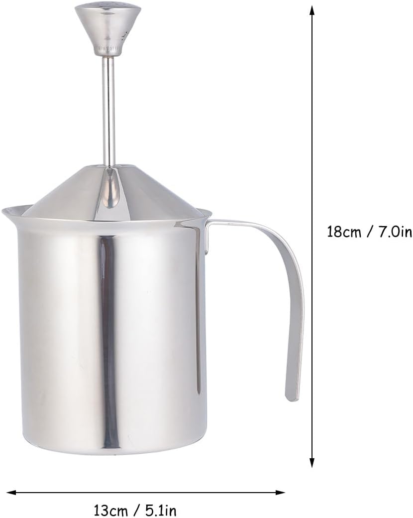 Milchschäumer Manuell aus Edelstahl mit Doppelsieb 400 ml für Cappuccino und Kaffee Hitzebeständig f