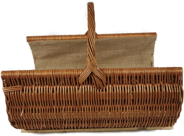 Holzkorb aus Weide mit Jute Braun Natur 60x45x48 cm