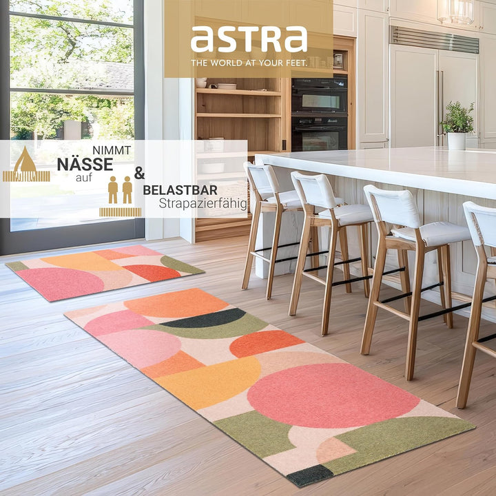 Astra rutschfeste Sauberlaufmatte innen - Grafik bunt 66 x 110 cm - Wohnraum Fussmatte Design - Extr