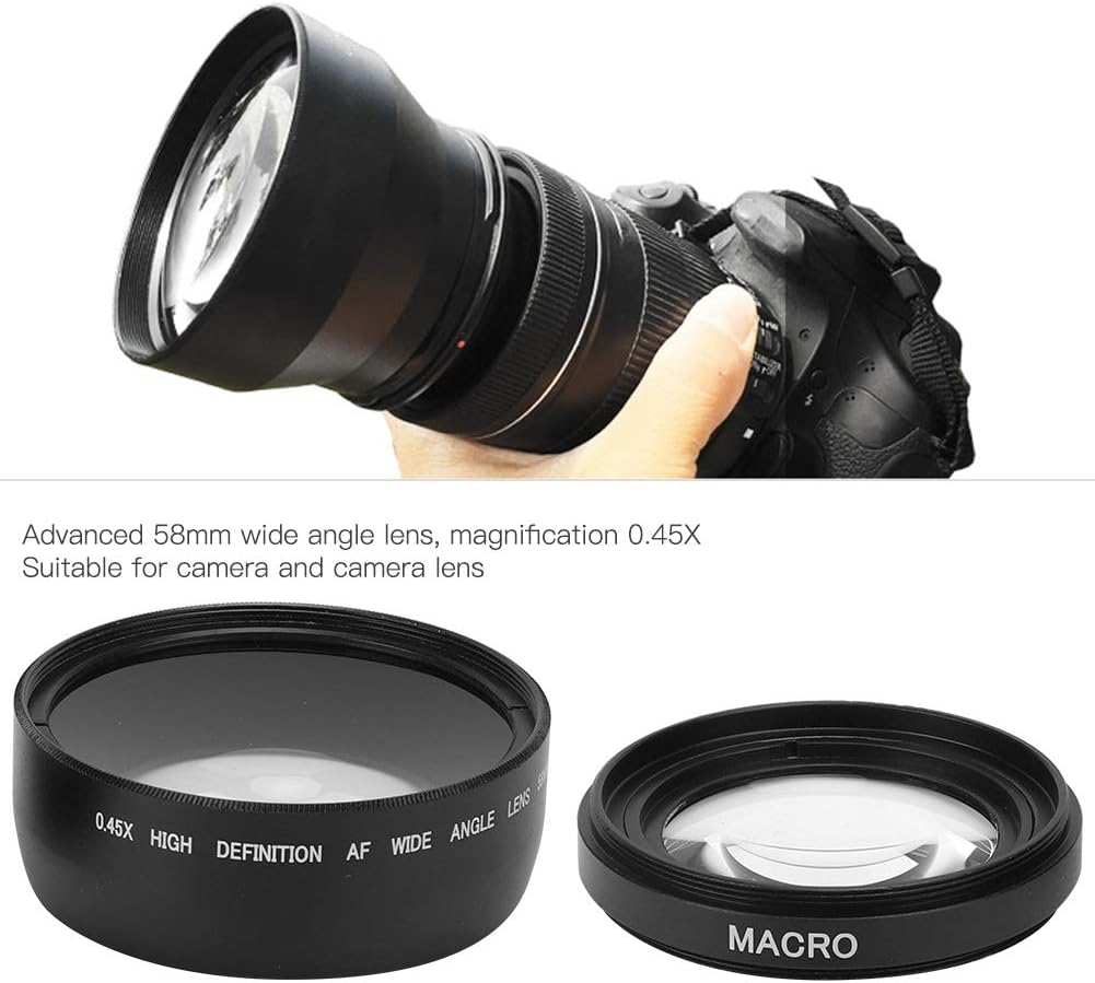 58mm Kamera Weitwinkelobjektiv, 0,45X Weitwinkel Makroobjektiv Universal für Canon für Nikon für Son