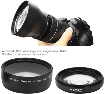 58mm Kamera Weitwinkelobjektiv, 0,45X Weitwinkel Makroobjektiv Universal für Canon für Nikon für Son