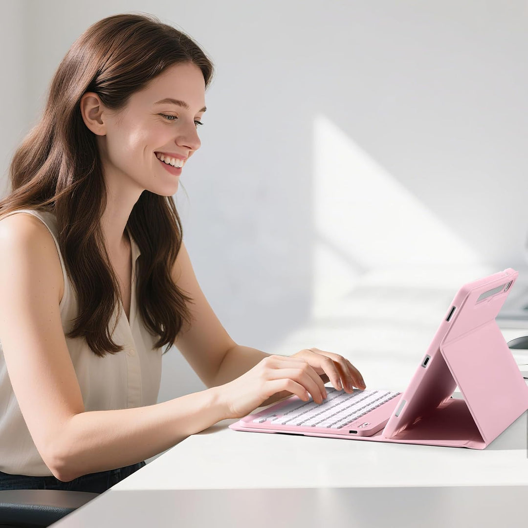 Vobafe Tastatur Hülle für Samsung Galaxy Tab S10 Lite/S10 FE/S9 FE 10.9 Zoll/Tab S9 11 Zoll, 7-Farbe