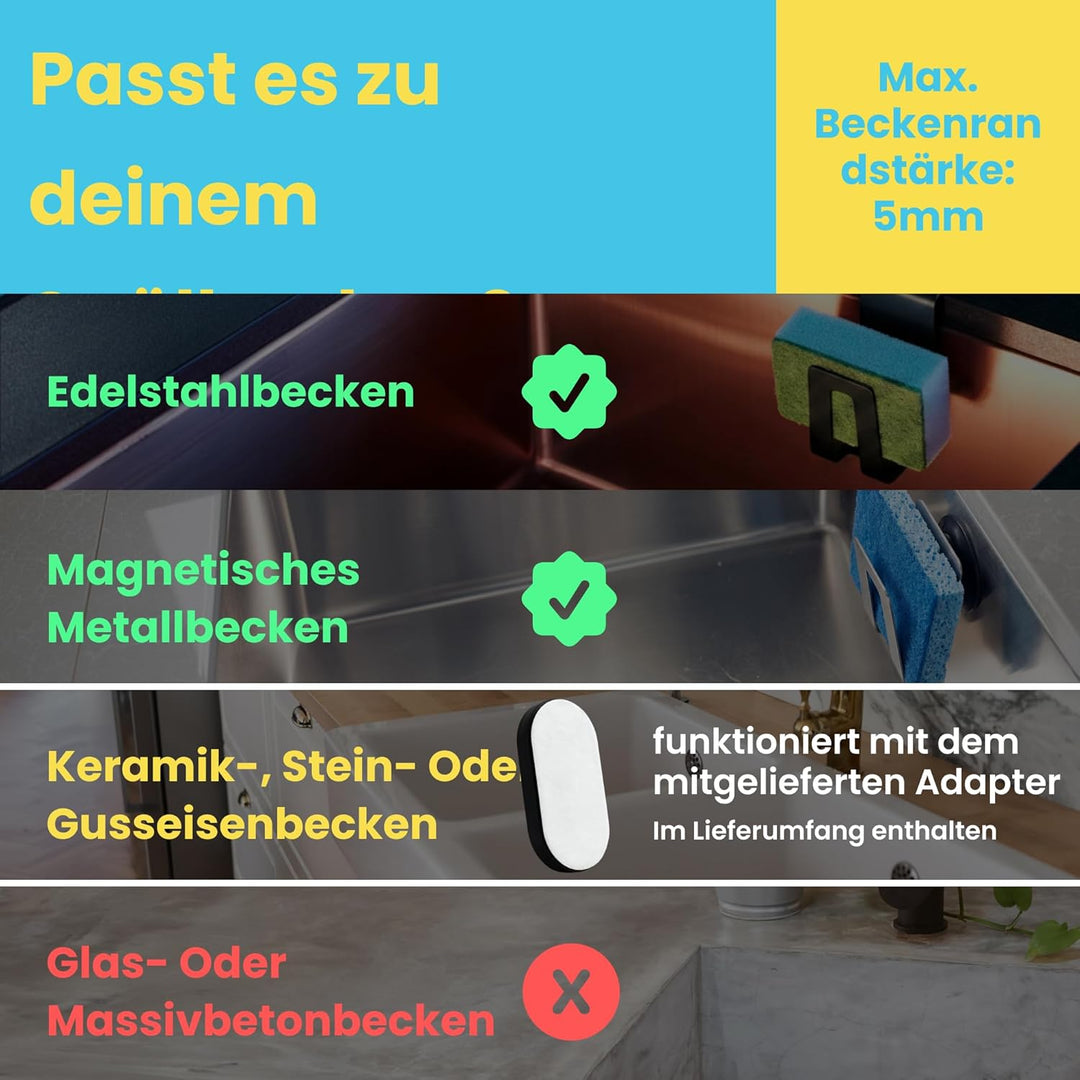 Happy Sinks Magnetischer Geschirrtuchhalter für Küchenspüle – Geschirrtuchaufhänger mit starker magn
