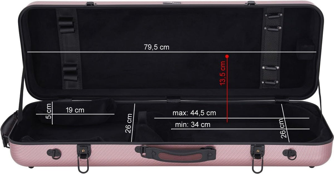 Bratschenkoffer Fiberglass 38-43 Oblong special rot M-case + Musiktasche