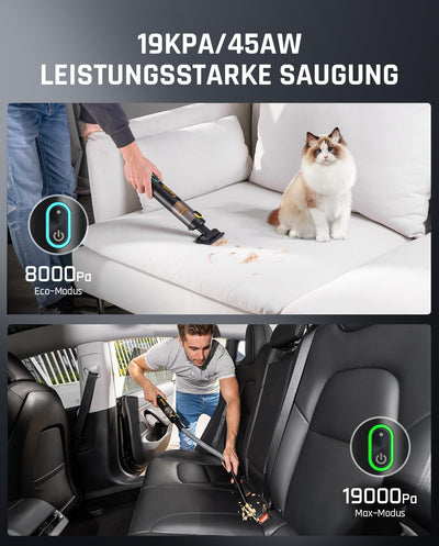 Fanttik Slim V8 Apex Akku-Autostaubsauger mit hoher Leistung, 19000 Pa/45 AW, RobustClean™-Handstaub