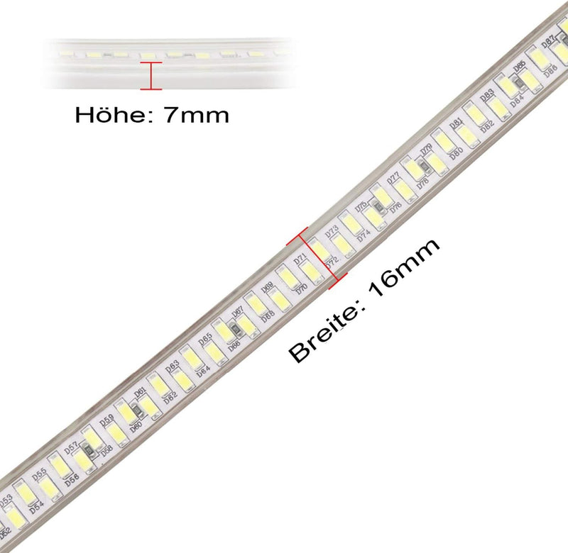 FOLGEMIR 5m LED Band Warmweiss, 5630 SMD 180 Leds/m Streifen, 220V 230V LED Strip, sehr helle Beleuc