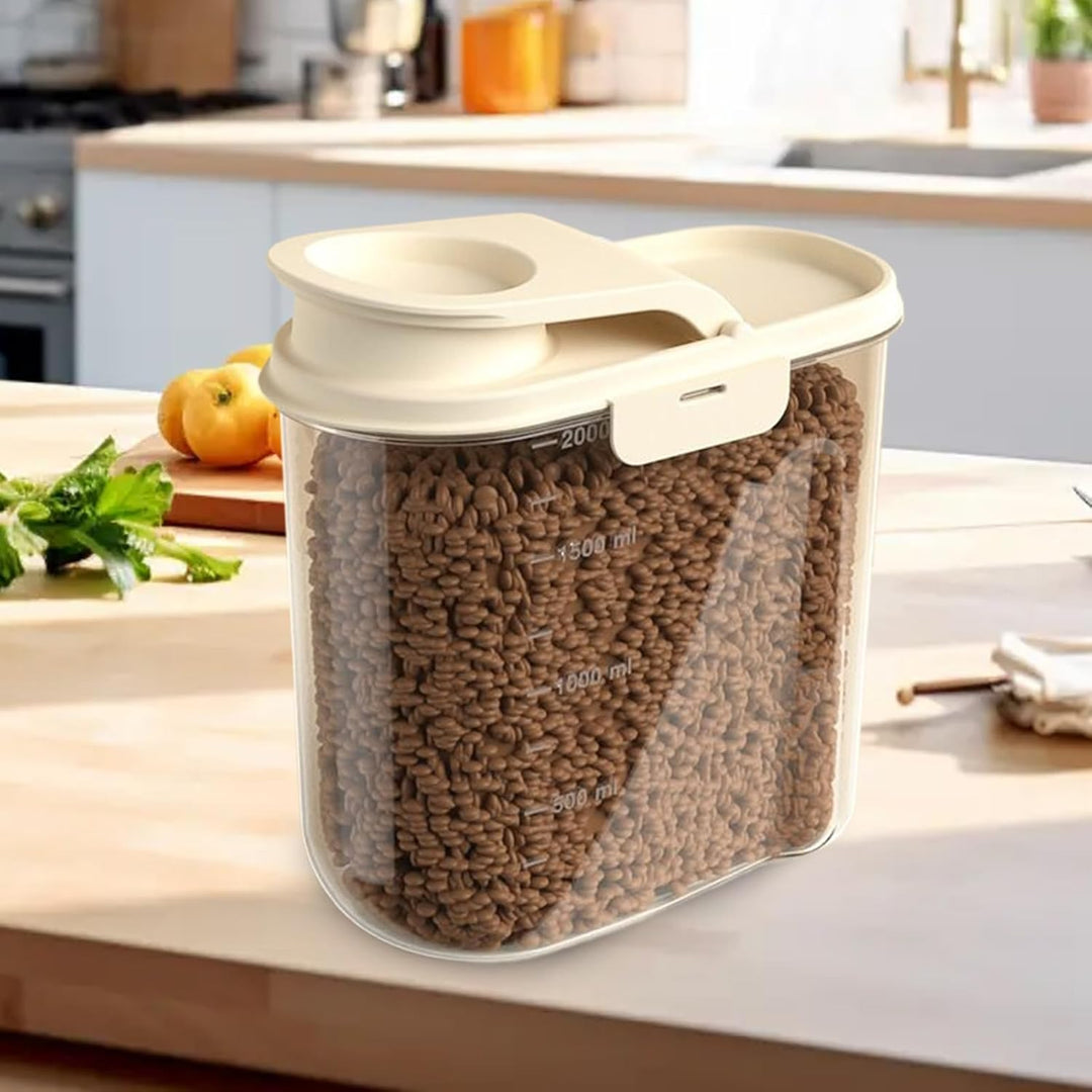 Hundefutter-Aufbewahrungsbehälter, 2 l, luftdichter Getreidespender mit grosser Kapazität, transpare