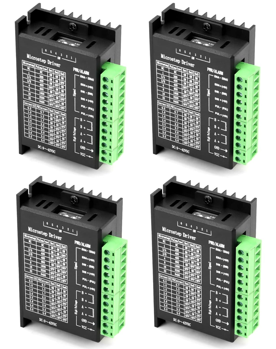 QWORK® 4 Stück TB6600 Schrittmotortreiber, Schrittmotor Stepper Driver, 4.0A 9V-42V, für 42/57/86 Ty