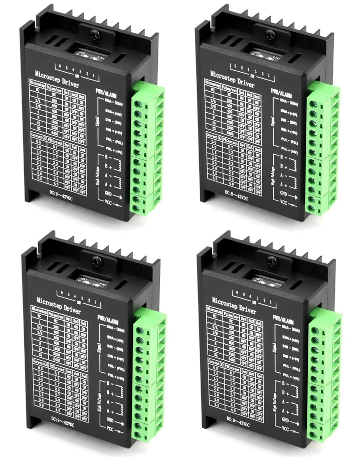 QWORK® 4 Stück TB6600 Schrittmotortreiber, Schrittmotor Stepper Driver, 4.0A 9V-42V, für 42/57/86 Ty