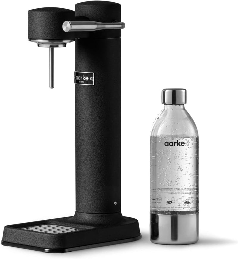 Aarke Carbonator 3, Wassersprudler aus Edelstahl mit 2 x BPA-frei Flaschen, Mattschwarz Finish