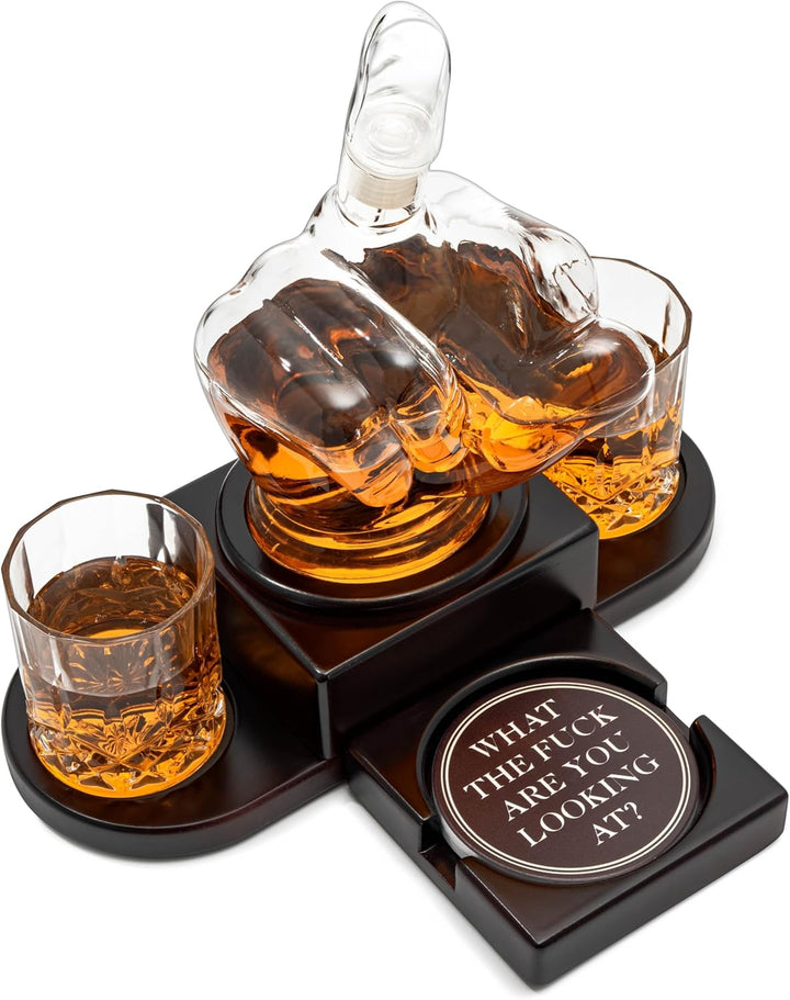 Middle Finger Decanter Funny Gift, Novelty Whiskey Decanter or use as Wine Decanter. Middle Finger G