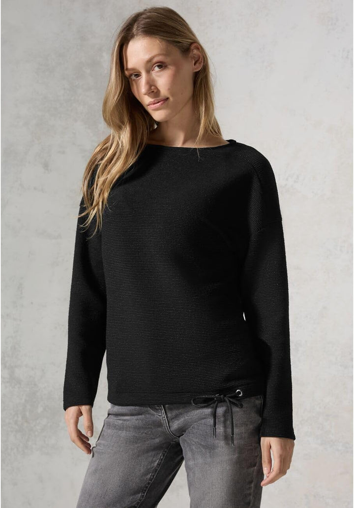 Cecil Damen Rippstrick Pullover XS Schwarz, XS Schwarz