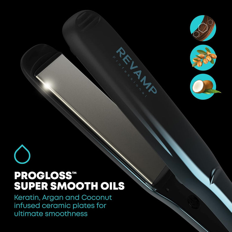 REVAMP Progloss Ultra X Shine Keramik-Glätteisen | Haarglätter mit breiten gefederten Keramik-Ionen-