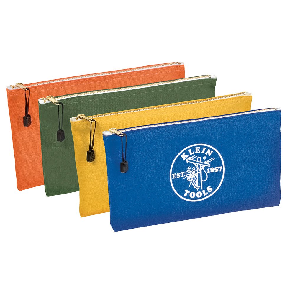 Klein Zipper Bags-Canvas, 4-Pack (1 Each) 5140 by Klein 4-Pack Olive, Orange, Blau, Gelb, 4-Pack Oli