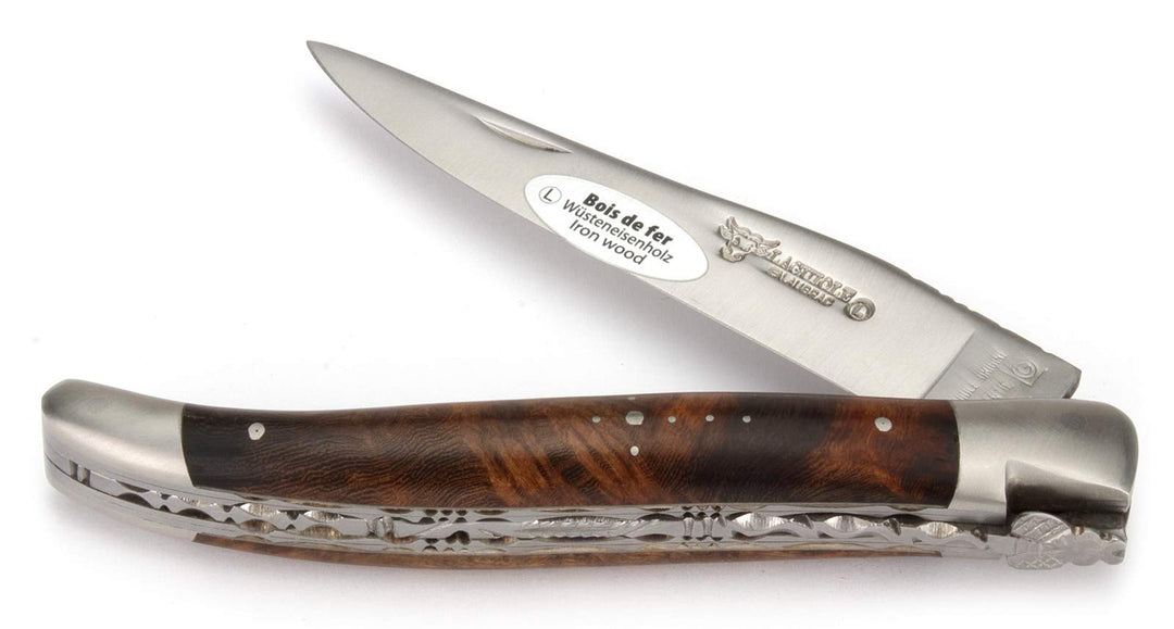 Laguiole en Aubrac - 12 cm Laguiole Taschenmesser - Doppelplatine - Griff Eisenholz - Messer Klinge