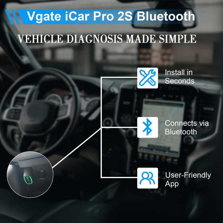 Vgate iCar Pro 2S Bluetooth OBD2 Diagnostic Tool for iOS, Android & Windows, Auto Scan Tool Supports