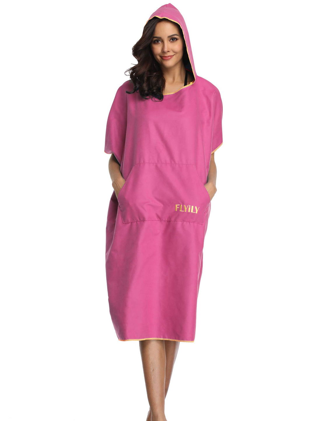 FLYILY Microfaser Surf Poncho Handtuch mit Kapuze Bademantel zum Schwimmen und Strand wechseln Einhe