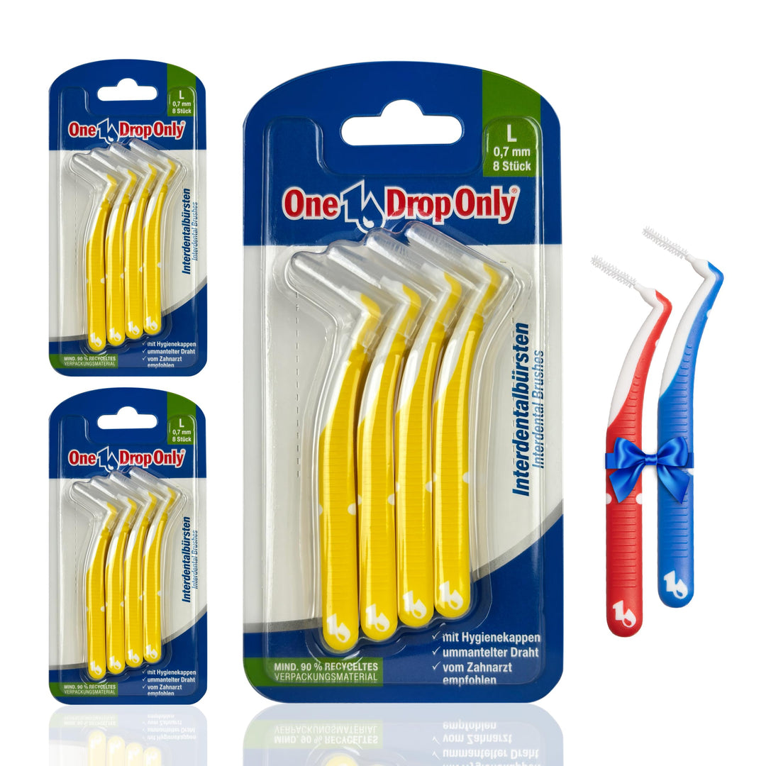 One Drop Only - 3 x 8er Blister Interdentalbürsten 0,7mm (L) + 2 Zahnzwischenraumbürsten GRATIS zum