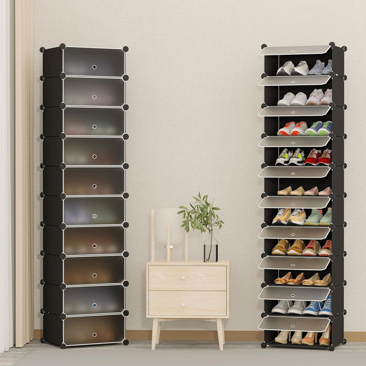 HOMIDEC Schuhregal mit 10 Ebenen, Schuhschrank Schmal Schuhaufbewahrung für Flur Schlafzimmer Eingan