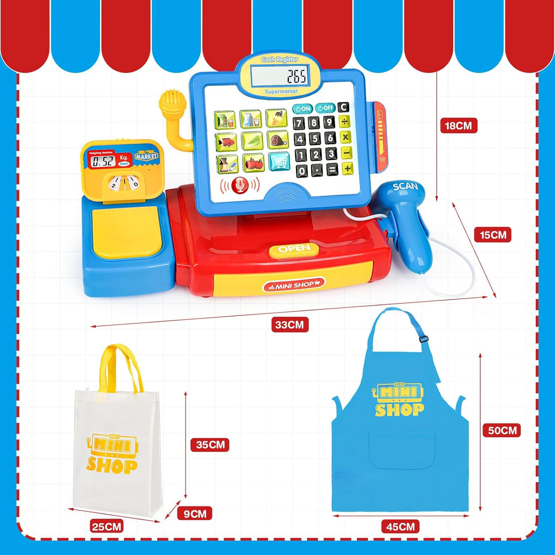 Dreamon Kasse Kinder Spielzeug, Spielkasse Kinderkasse Mit Scanner Und Sound Kaufladen Zubehör Rolle