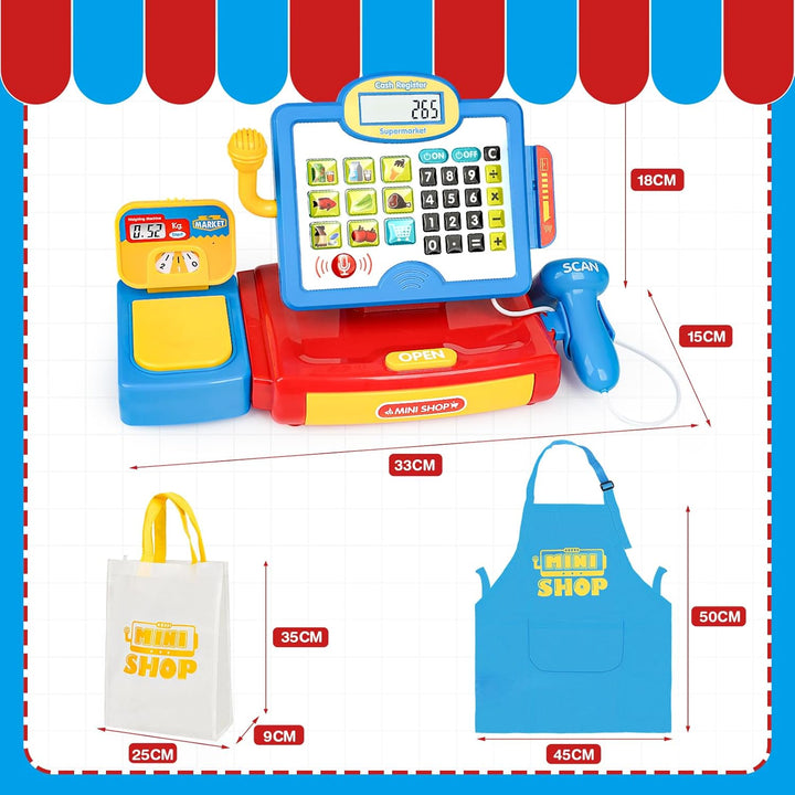 Dreamon Kasse Kinder Spielzeug, Spielkasse Kinderkasse Mit Scanner Und Sound Kaufladen Zubehör Rolle