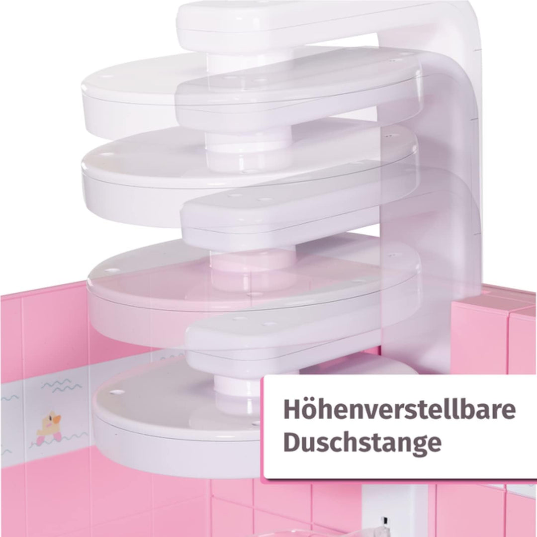 BABY born Walk In Shower, begehbare Puppendusche mit echtem Wasser und höhenverstellbarem Duschkopf,