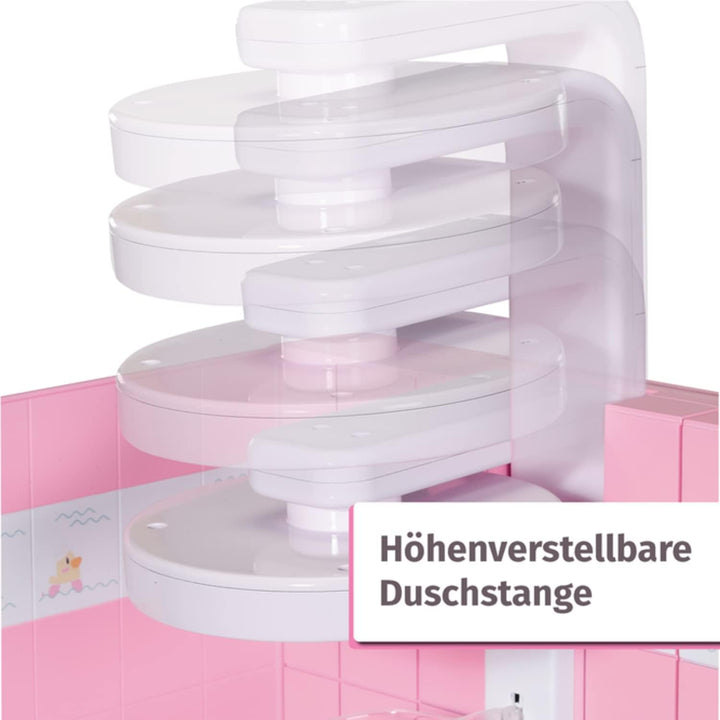 BABY born Walk In Shower, begehbare Puppendusche mit echtem Wasser und höhenverstellbarem Duschkopf,