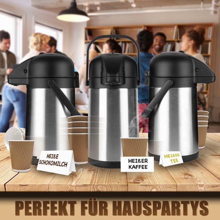 Vondior Airpot Pumpkanne - Professionelle isolierte Kaffeekaraffe aus Edelstahl, Thermoskanne, Therm
