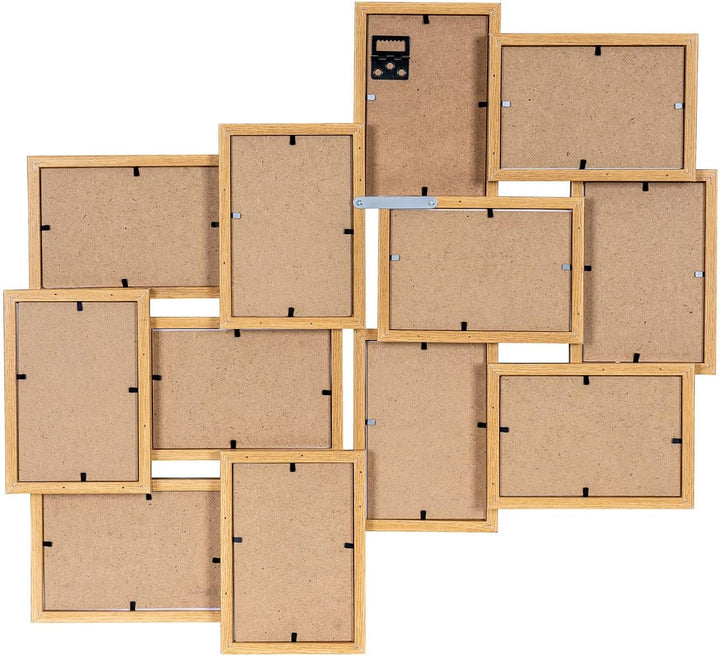 Bilderrahmen 58x55cm Collage 12 Fotos 10x15 Eiche MDF Holz Galerie Fotorahmen Bilderrahmen Fotocolla