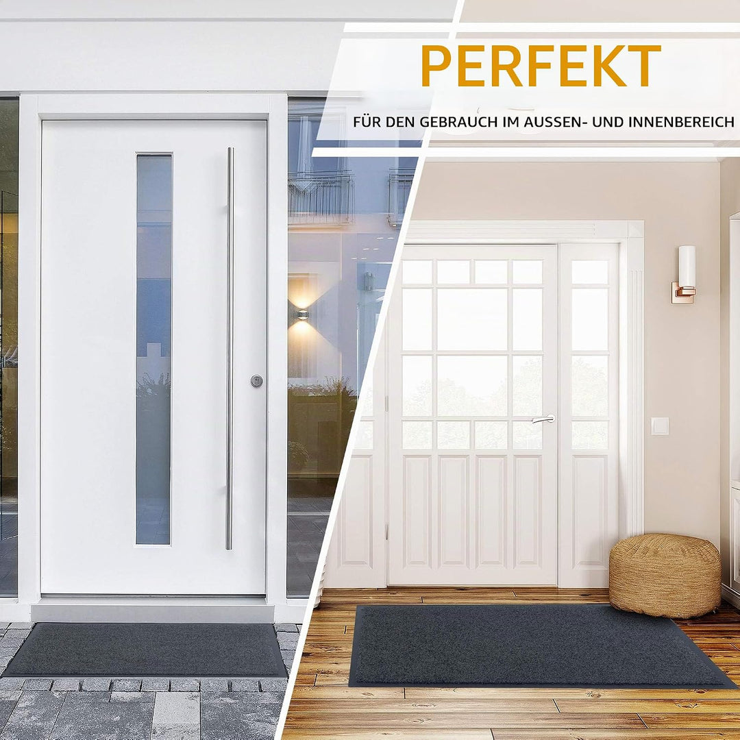 GadHome Fussmatte Anthrazit Grau 90x150 cm|Eingangstürmatte wasserdicht waschbar strapazierfähiger S