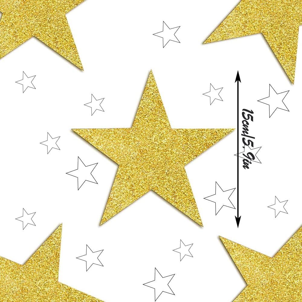 100 Stück Stern Ausschnitte Papier, Basicon Silber Glitzer Fünf Sterne Konfetti Ausschnitte 6 Zoll P