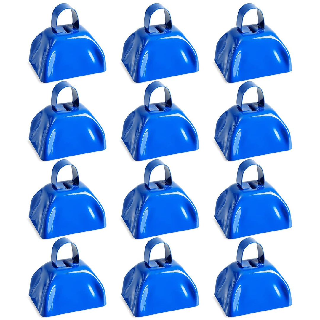 Blue Panda Kuhglocke Cowbell (Set, 12 Stück) - Laute Glocken mit Griffen - Zum Anfeuern bei Sportver