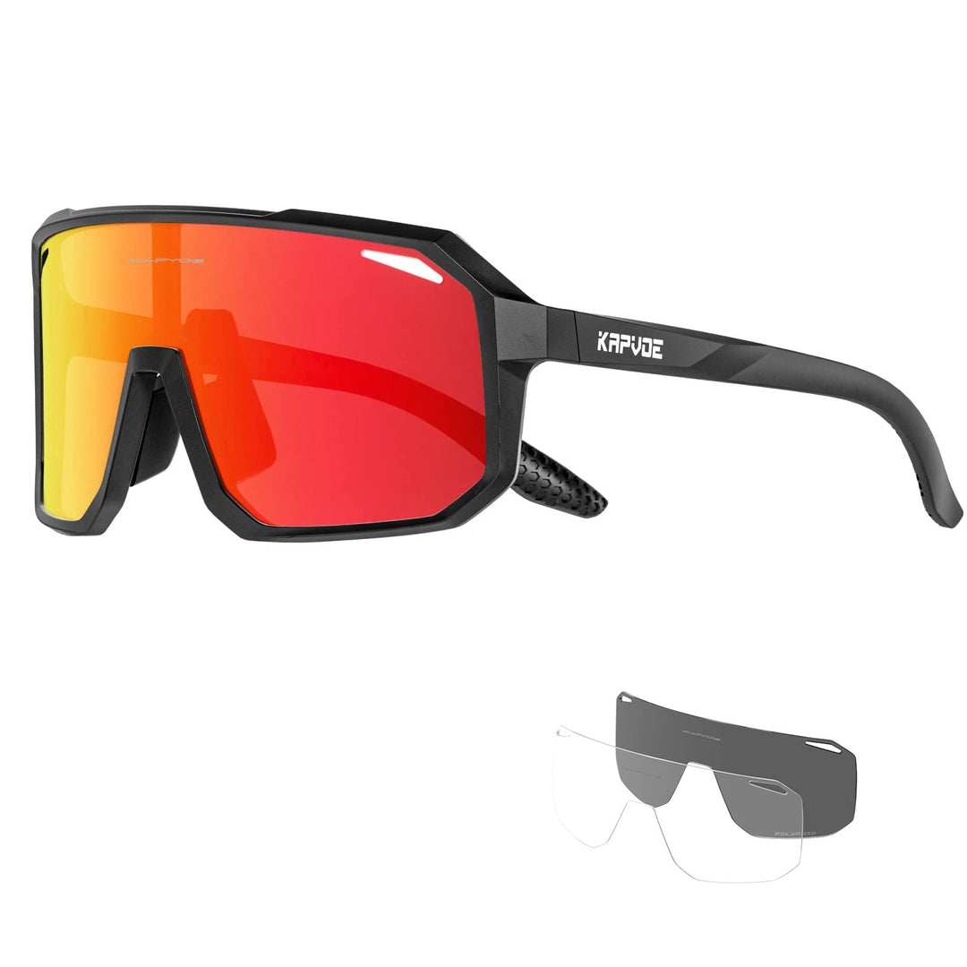 KAPVOE Fahrradbrille Polarisiert Herren Damen Sonnenbrille UV400 Schutz TR90 Rahmen Sportbrille Radf