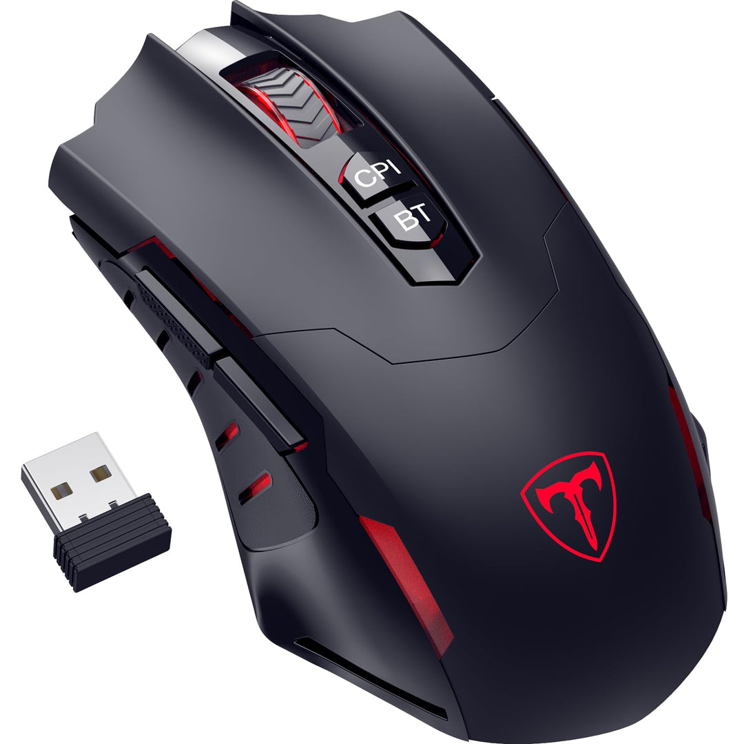 RisoPhy Gaming Maus Kabellos, Gaming Mouse Wireless mit 7 Programmierbare Tasten und 5 Einstellbare