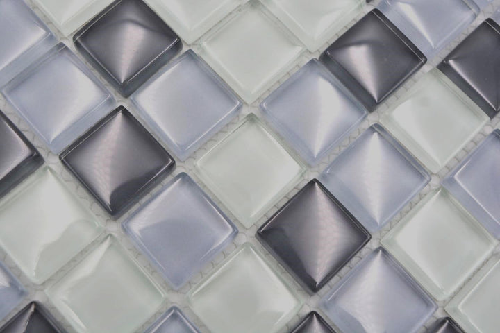 Mosaik Quadrat Crystal mix grau Glasmosaik Transluzent Transparent 3D Fliesenspiegel, Mosaikstein Fo
