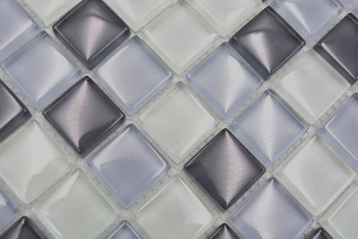 Mosaik Quadrat Crystal mix grau Glasmosaik Transluzent Transparent 3D Fliesenspiegel, Mosaikstein Fo