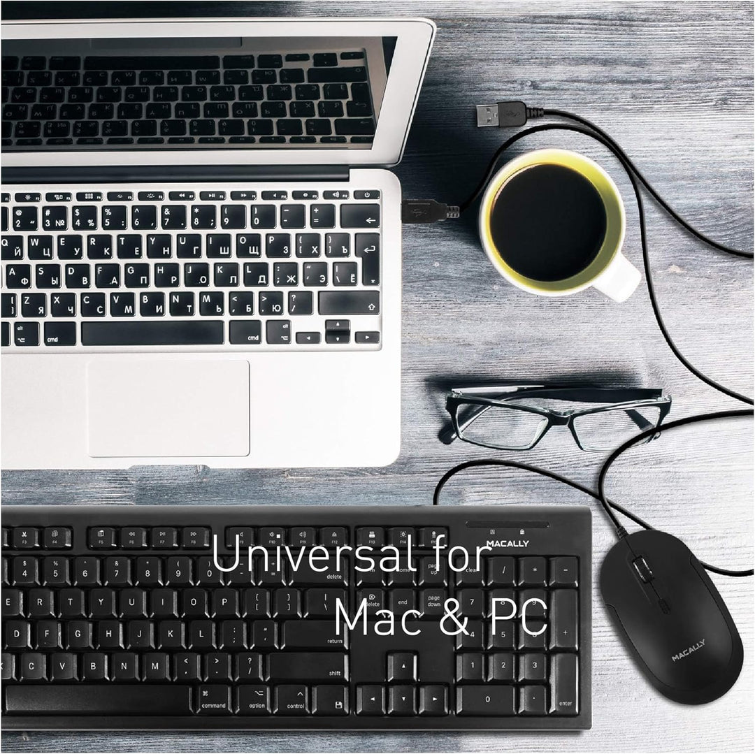 Macally Stille USB-Maus - Schlank & Kompakt für Apple Mac oder Windows PC Laptop/Desktop - Mit Optis