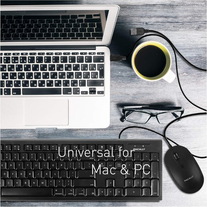 Macally Stille USB-Maus - Schlank & Kompakt für Apple Mac oder Windows PC Laptop/Desktop - Mit Optis