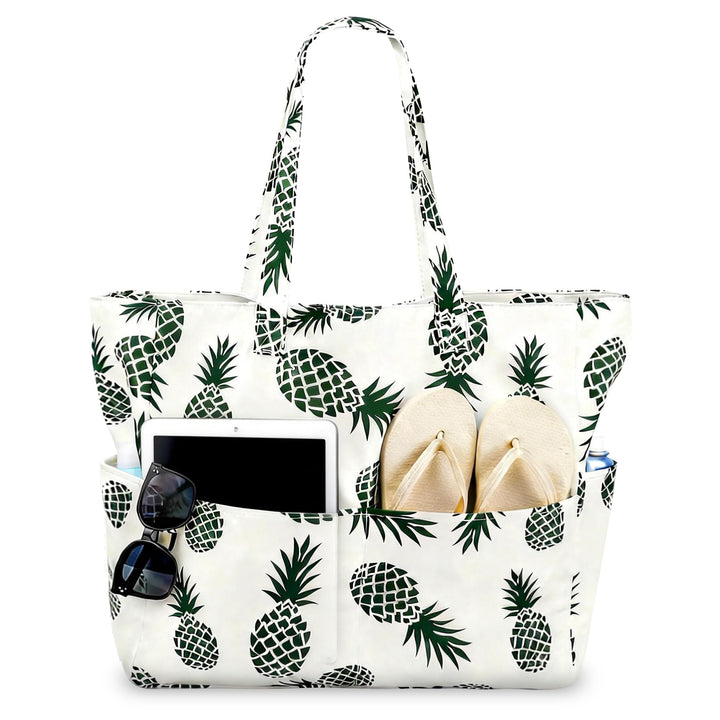 AUMTISC Strandtasche Geräumig Familie, 40L Grosse Badetasche Damen mit Reissverschluss Reisetasche E