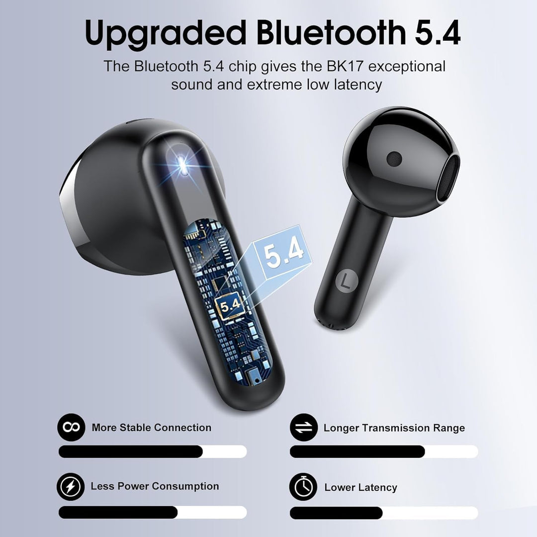 Bluetooth Kopfhörer, Kopfhörer Kabellos Bluetooth 5.4 In Ear Kopfhörer mit 4 ENC Noise Cancelling Mi