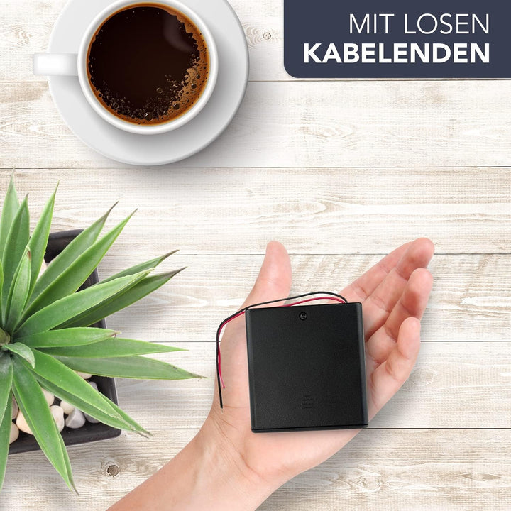 PerfectHD Batteriehalter - AA Batteriefach - 4X AA Mignon - mit EIN- und Ausschalter - 10 Stück in e