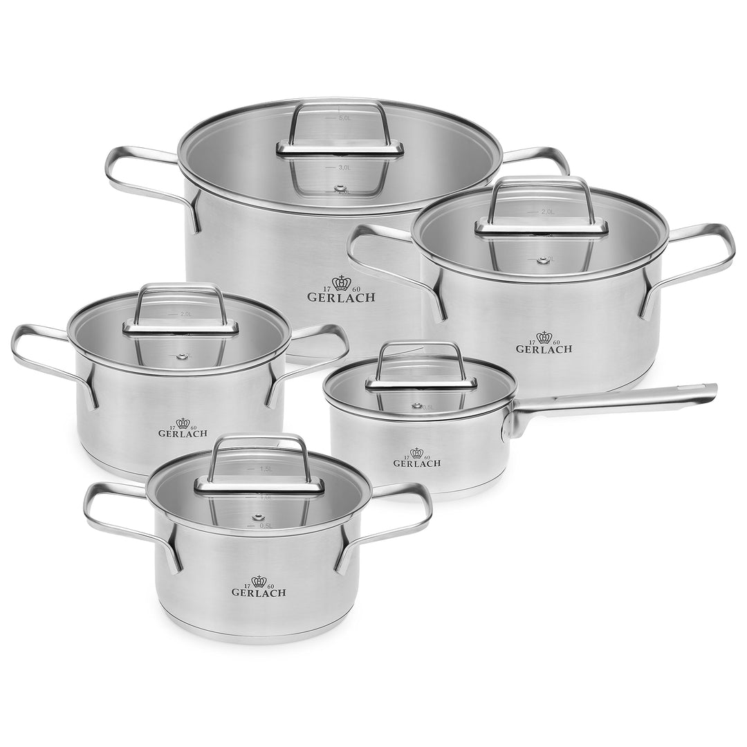 Gerlach AMBIENTE Topf-Set Edelstahl Kochtopf-Set Induktion Induktionstöpfe-Set Töpfe-Set Induktionsg