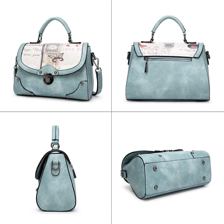 Damen Tasche Umhängetasche Handtasche Frauen Klein Schultertasche Weekender Lack PU Leder DE77101 Bl